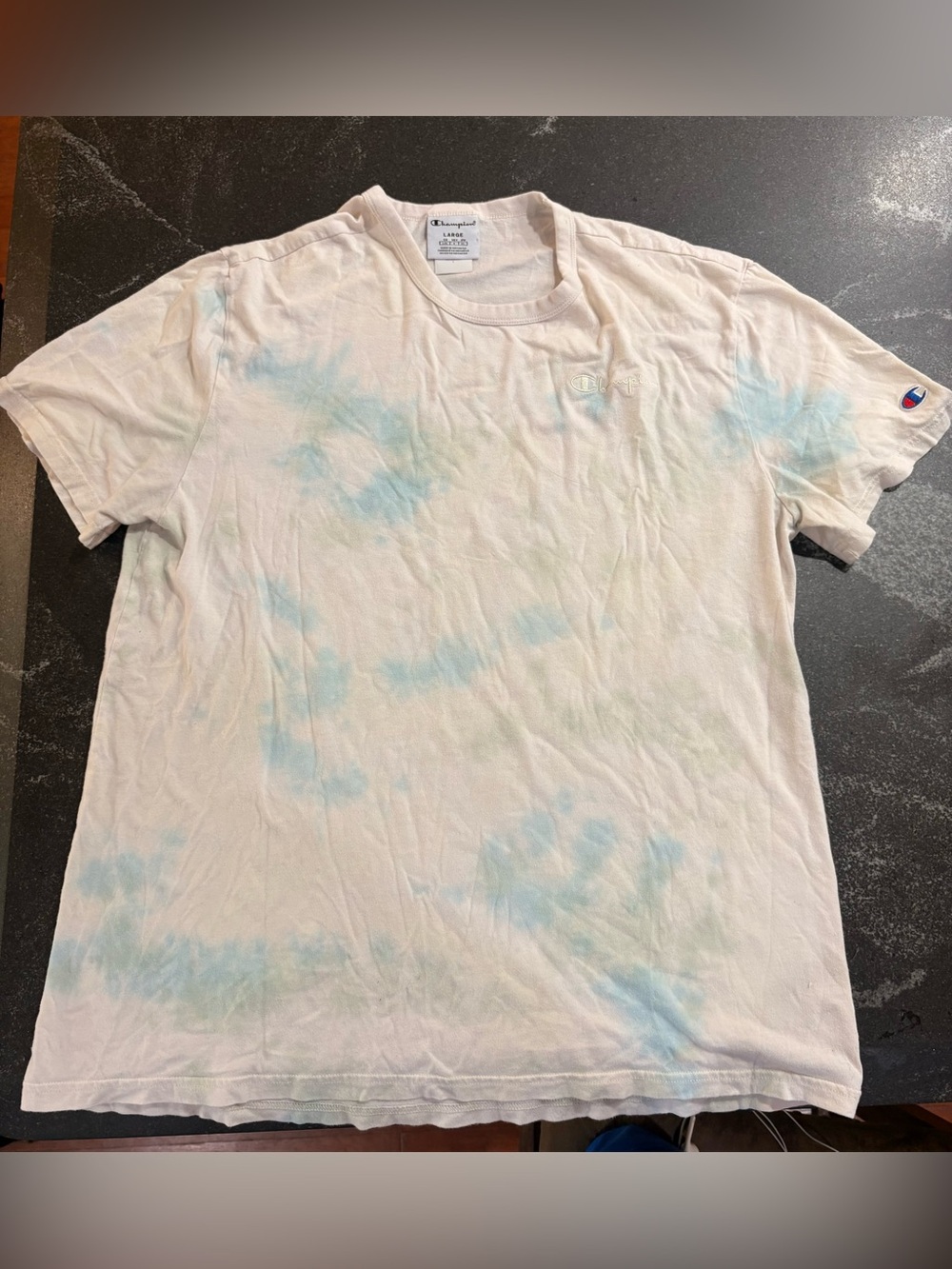 Champion Men’s Light blue Tee with Pale Blue Tie-Dye